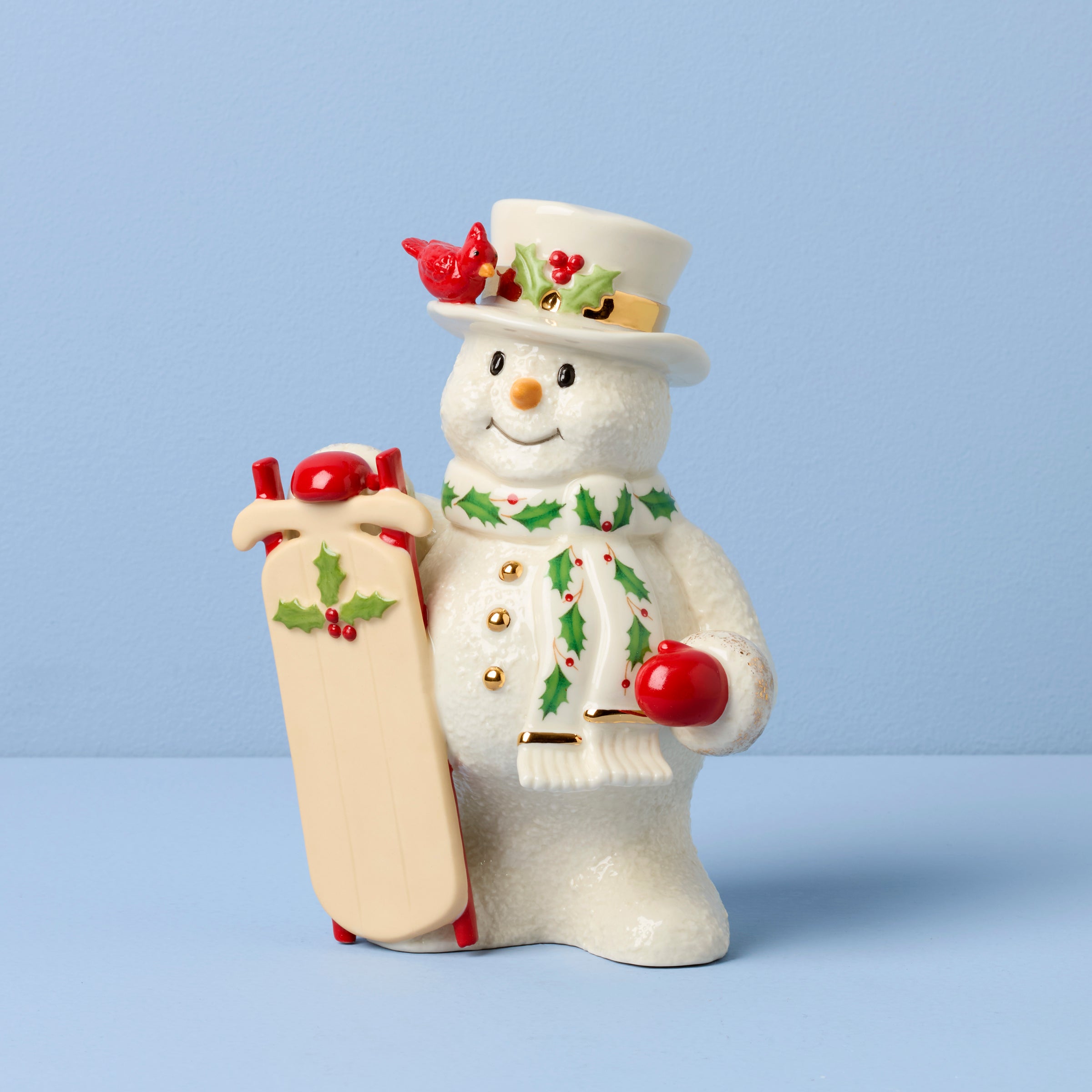 897592-LHOL-25-PDP-1.jpg 2025 Snowman With Sled Figurine - Image 1